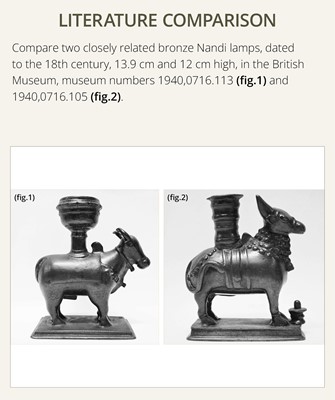 Lot 181 - A BRONZE FIGURE OF NANDI, SOUTH INDIA, 19TH CENTURY