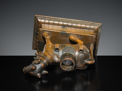 Lot 181 - A BRONZE FIGURE OF NANDI, SOUTH INDIA, 19TH CENTURY