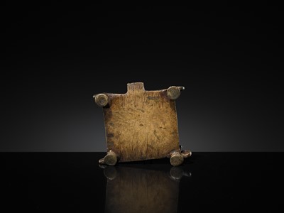 Lot 83 - A MINIATURE BRONZE SHRINE WITH SHIVA-LINGAM AND NAGA, MAHARASHTRA, 18TH-19TH CENTURY