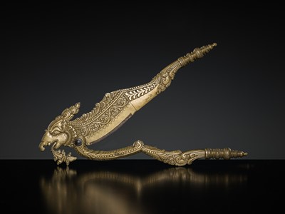 Lot 156 - A BRASS ‘MYTHICAL BIRD’ BETEL NUT CUTTER WITH IRON BLADE, SRI LANKA, 18TH-19TH CENTURY