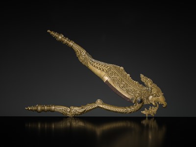 Lot 156 - A BRASS ‘MYTHICAL BIRD’ BETEL NUT CUTTER WITH IRON BLADE, SRI LANKA, 18TH-19TH CENTURY