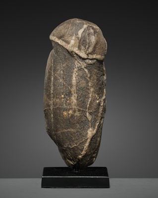 Lot 233 - A PHALLIC DARK STONE LINGAM, HIMALAYAN REGIONS, 19TH CENTURY OR EARLIER
