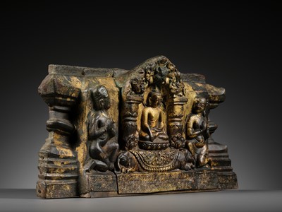 Lot 117 - AN IMPORTANT GROUP OF FOUR INSCRIBED GILT-COPPER REPOUSSÉ RELIEFS DEPICTING WISDOM BUDDHAS, 17TH-18TH CENTURY