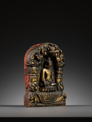 Lot 117 - AN IMPORTANT GROUP OF FOUR INSCRIBED GILT-COPPER REPOUSSÉ RELIEFS DEPICTING WISDOM BUDDHAS, 17TH-18TH CENTURY