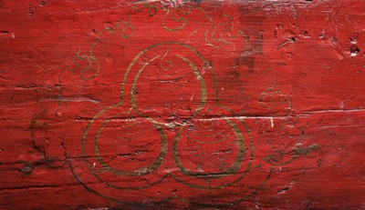 Lot 119 - A CARVED POLYCHROME WOOD COLUMN, TIBET, 18TH-19TH CENTURY