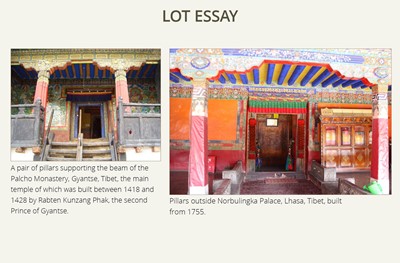 Lot 120 - A PAIR OF POLYCHROME WOOD COLUMNS, TIBET, 18TH-19TH CENTURY