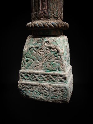 Lot 99 - A PAIR OF CARVED AND LACQUERED WOOD COLUMNS, THAMBLO, MID-19TH CENTURY