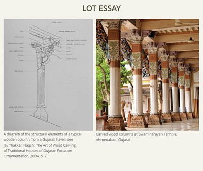 Lot 99 - A PAIR OF CARVED AND LACQUERED WOOD COLUMNS, THAMBLO, MID-19TH CENTURY