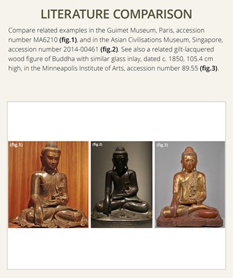 Lot 21 - A RARE AND LARGE GILT-LACQUERED BRONZE BUST OF BUDDHA, EARLY MANDALAY PERIOD