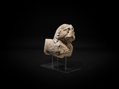 Lot 59 - A GRAY SCHIST CARVING OF A BUDDHIST LION, KUSHAN PERIOD