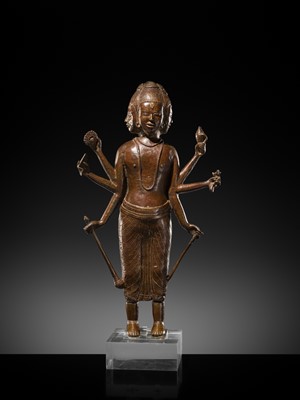 Lot 41 - A RARE COPPER ALLOY FIGURE OF DATTATREYA, POST-ANGKOR PERIOD