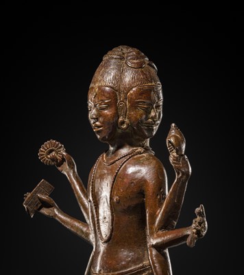 Lot 41 - A RARE COPPER ALLOY FIGURE OF DATTATREYA, POST-ANGKOR PERIOD