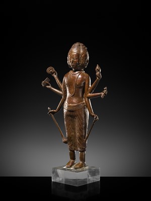 Lot 41 - A RARE COPPER ALLOY FIGURE OF DATTATREYA, POST-ANGKOR PERIOD