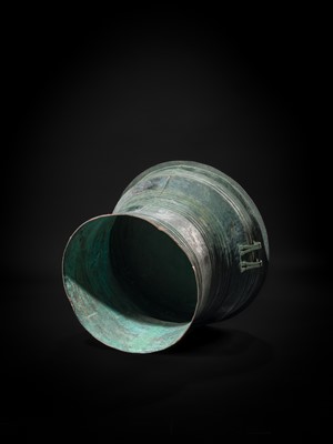 Lot 43 - A LARGE BRONZE RAIN DRUM, KAREN PEOPLE, 18TH-19TH CENTURY