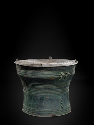 Lot 43 - A LARGE BRONZE RAIN DRUM, KAREN PEOPLE, 18TH-19TH CENTURY