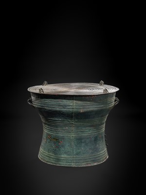 Lot 43 - A LARGE BRONZE RAIN DRUM, KAREN PEOPLE, 18TH-19TH CENTURY