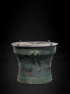 Lot 43 - A LARGE BRONZE RAIN DRUM, KAREN PEOPLE, 18TH-19TH CENTURY