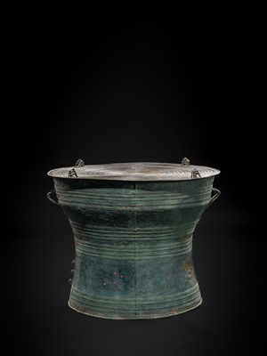 Lot 43 - A LARGE BRONZE RAIN DRUM, KAREN PEOPLE, 18TH-19TH CENTURY
