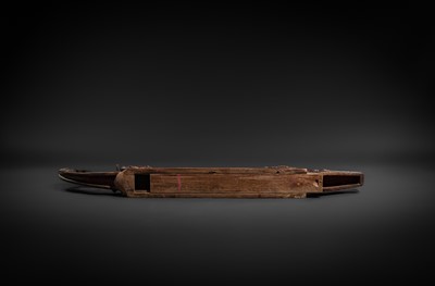 Lot 104 - A BONE-INLAID WOOD THREE-STRINGED CROCODILE ZITHER, MI-GYAYUNG, MON PEOPLE, LATE 19TH TO EARLY 20TH CENTURY