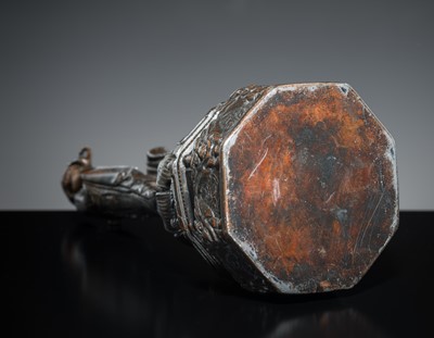 A PARCEL-GILT PEWTER FIGURE OF AMIDA NYORAI