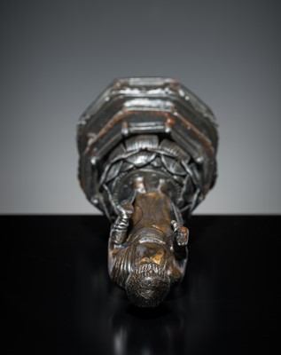 A PARCEL-GILT PEWTER FIGURE OF AMIDA NYORAI