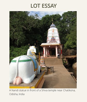 Lot 85 - A COPPER ALLOY FIGURE OF NANDI, NORTHERN INDIA, 18TH-19TH CENTURY