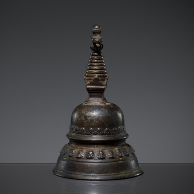 Lot 250 - A SMALL BRONZE STUPA, 15TH-17TH CENTURY