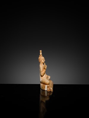 Lot 157 - A GROUP OF THREE MINIATURE IVORY FIGURES OF BUDDHA SHAKYAMUNI, 19TH CENTURY