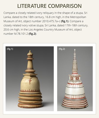 Lot 48 - AN IVORY RELIQUARY IN THE FORM OF A MINIATURE STUPA, KANDY PERIOD, 17TH-18TH CENTURY