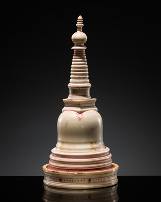 Lot 48 - AN IVORY RELIQUARY IN THE FORM OF A MINIATURE STUPA, KANDY PERIOD, 17TH-18TH CENTURY