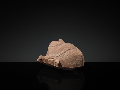 Lot 177 - A PINK SANDSTONE HEAD OF A GANDHARVA, WESTERN INDIA, CIRCA 16TH CENTURY