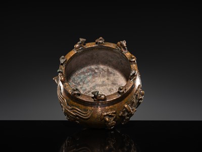 Lot 88 - A SHAIVITE COPPER ALLOY JAR FOR HOLY ASHES, VIBHUTIPATRA, TAMIL NADU, 18TH CENTURY