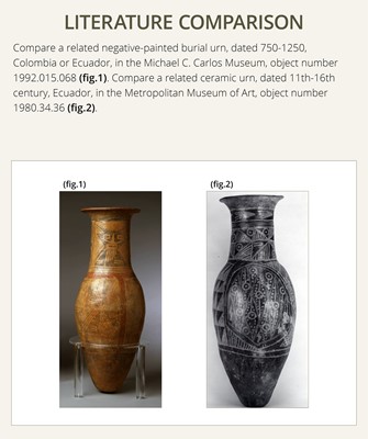 Lot 140 - A LARGE NEGATIVE RESIST PAINTED POTTERY URN, 11TH–16TH CENTURY