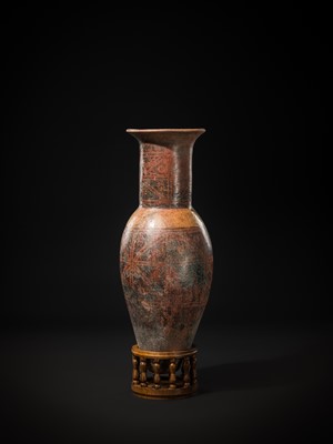 Lot 140 - A LARGE NEGATIVE RESIST PAINTED POTTERY URN, 11TH–16TH CENTURY