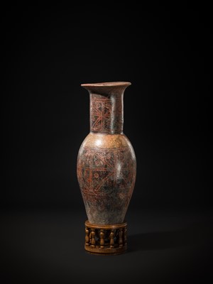 Lot 140 - A LARGE NEGATIVE RESIST PAINTED POTTERY URN, 11TH–16TH CENTURY