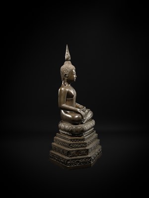 Lot 29 - A MASSIVE BRONZE FIGURE OF BUDDHA SHAKYAMUNI, 18TH-19TH CENTURY