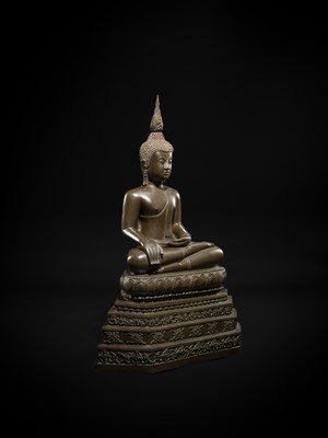 Lot 29 - A MASSIVE BRONZE FIGURE OF BUDDHA SHAKYAMUNI, 18TH-19TH CENTURY