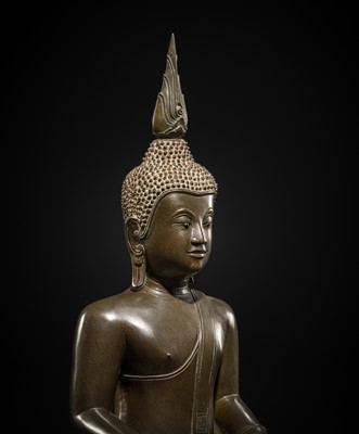 Lot 29 - A MASSIVE BRONZE FIGURE OF BUDDHA SHAKYAMUNI, 18TH-19TH CENTURY