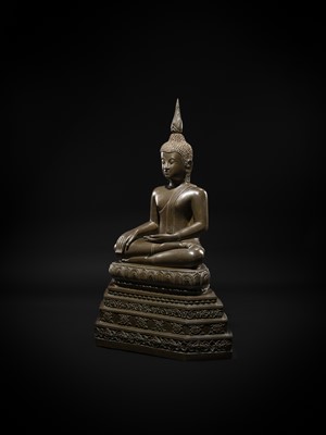 Lot 29 - A MASSIVE BRONZE FIGURE OF BUDDHA SHAKYAMUNI, 18TH-19TH CENTURY