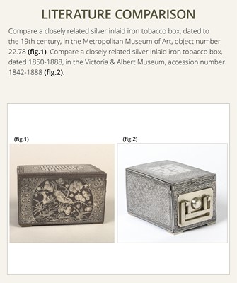 Lot 137 - A SILVER-INLAID IRON TOBACCO BOX AND COVER, JOSEON DYNASTY