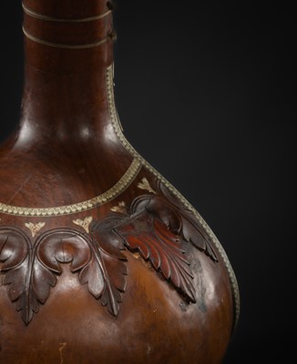 Lot 193 - A BONE-INLAID CARVED WOOD SITAR BY RADHA KRISHNA SHARMA & CO., 20TH CENTURY