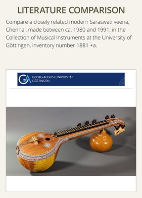 Lot 103 - A CARVED WOOD LONG-NECKED LUTE, SARASWATI VEENA, CHENNAI