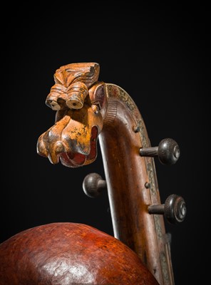 Lot 103 - A CARVED WOOD LONG-NECKED LUTE, SARASWATI VEENA, CHENNAI