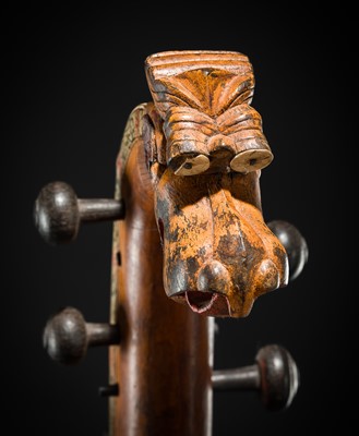 Lot 103 - A CARVED WOOD LONG-NECKED LUTE, SARASWATI VEENA, CHENNAI