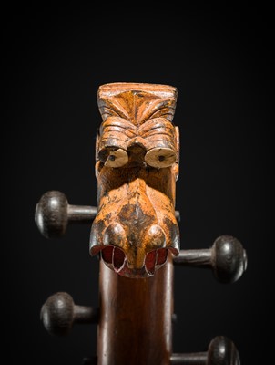 Lot 103 - A CARVED WOOD LONG-NECKED LUTE, SARASWATI VEENA, CHENNAI