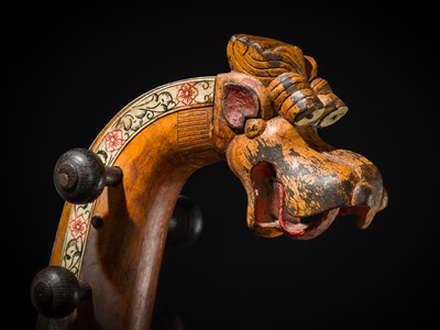 Lot 103 - A CARVED WOOD LONG-NECKED LUTE, SARASWATI VEENA, CHENNAI