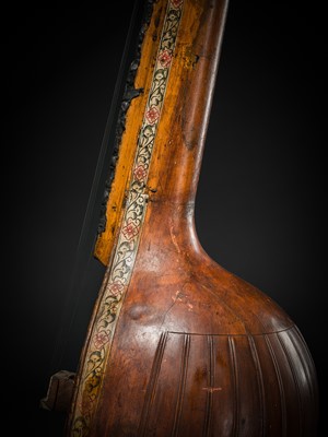 Lot 103 - A CARVED WOOD LONG-NECKED LUTE, SARASWATI VEENA, CHENNAI