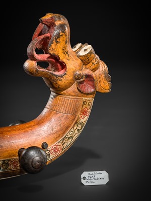 Lot 103 - A CARVED WOOD LONG-NECKED LUTE, SARASWATI VEENA, CHENNAI