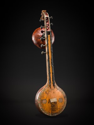 Lot 103 - A CARVED WOOD LONG-NECKED LUTE, SARASWATI VEENA, CHENNAI