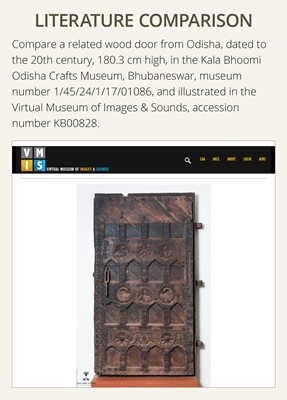 Lot 96 - A COFFERED WOOD DOOR DEPICTING DANCING DEITIES, 19TH TO 20TH CENTURY OR EARLIER